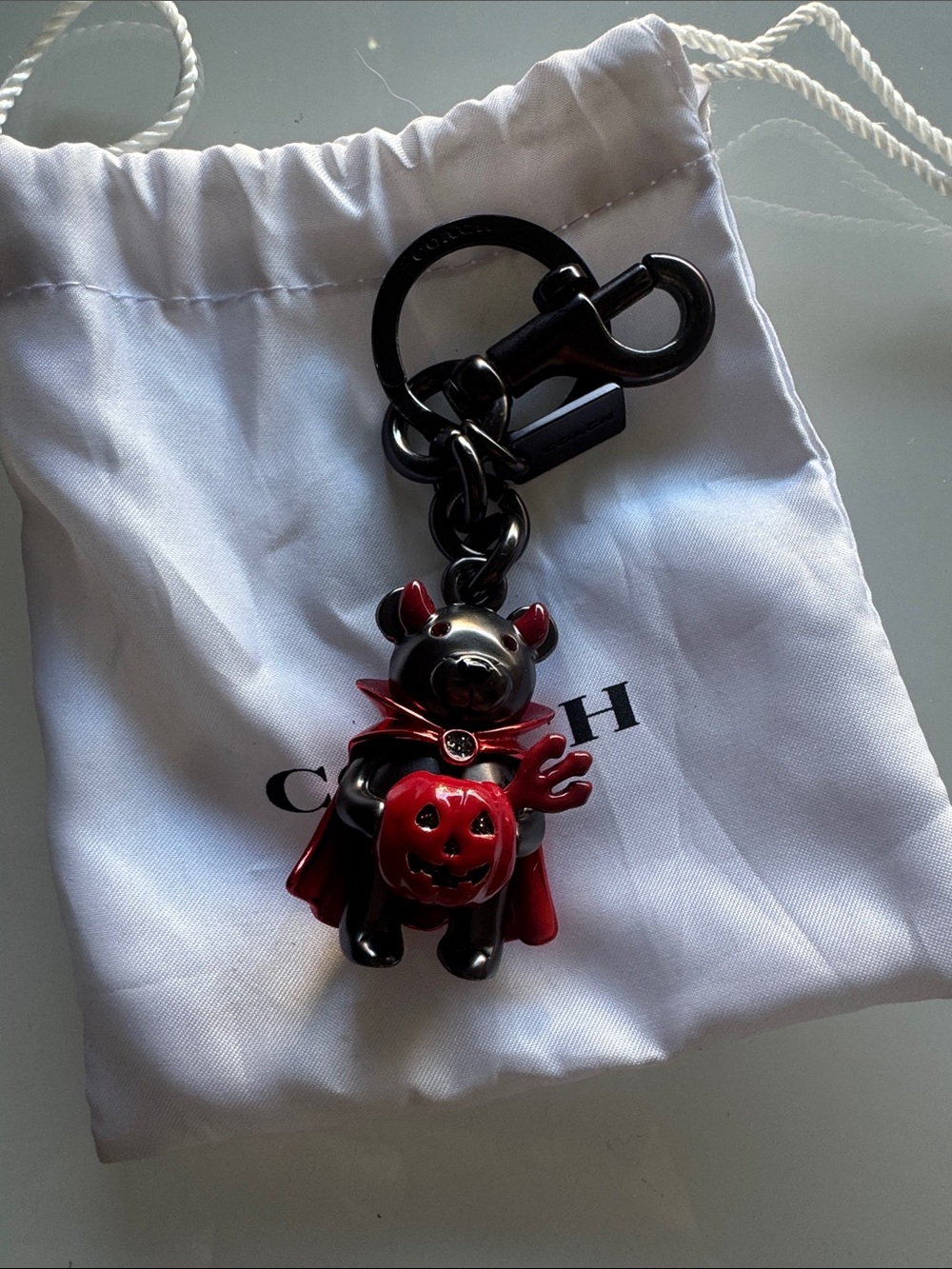 Coach Black and Red Devil Bear Key Charm